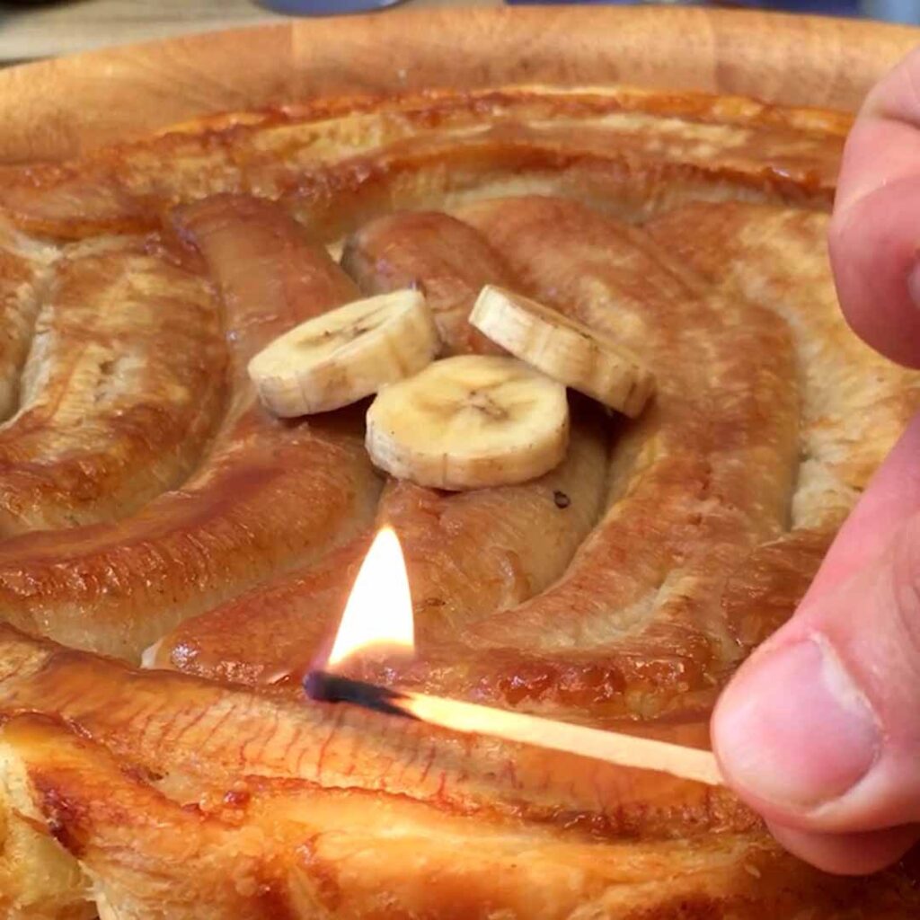 Tarte tatin banane flambée