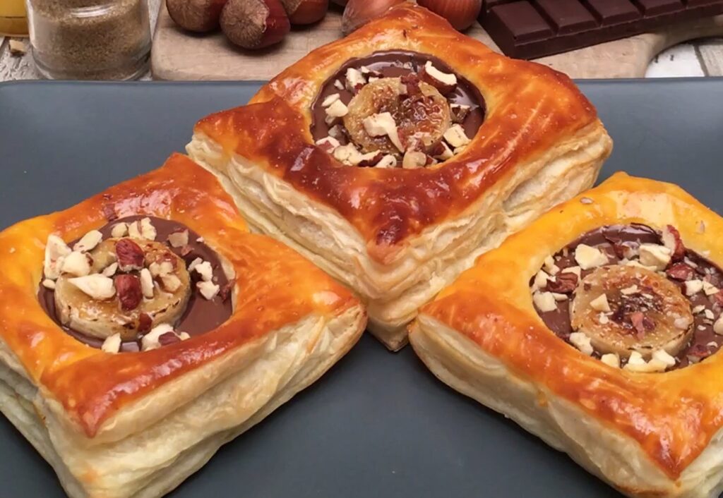 Feuilleté banane et pâte à tartiner