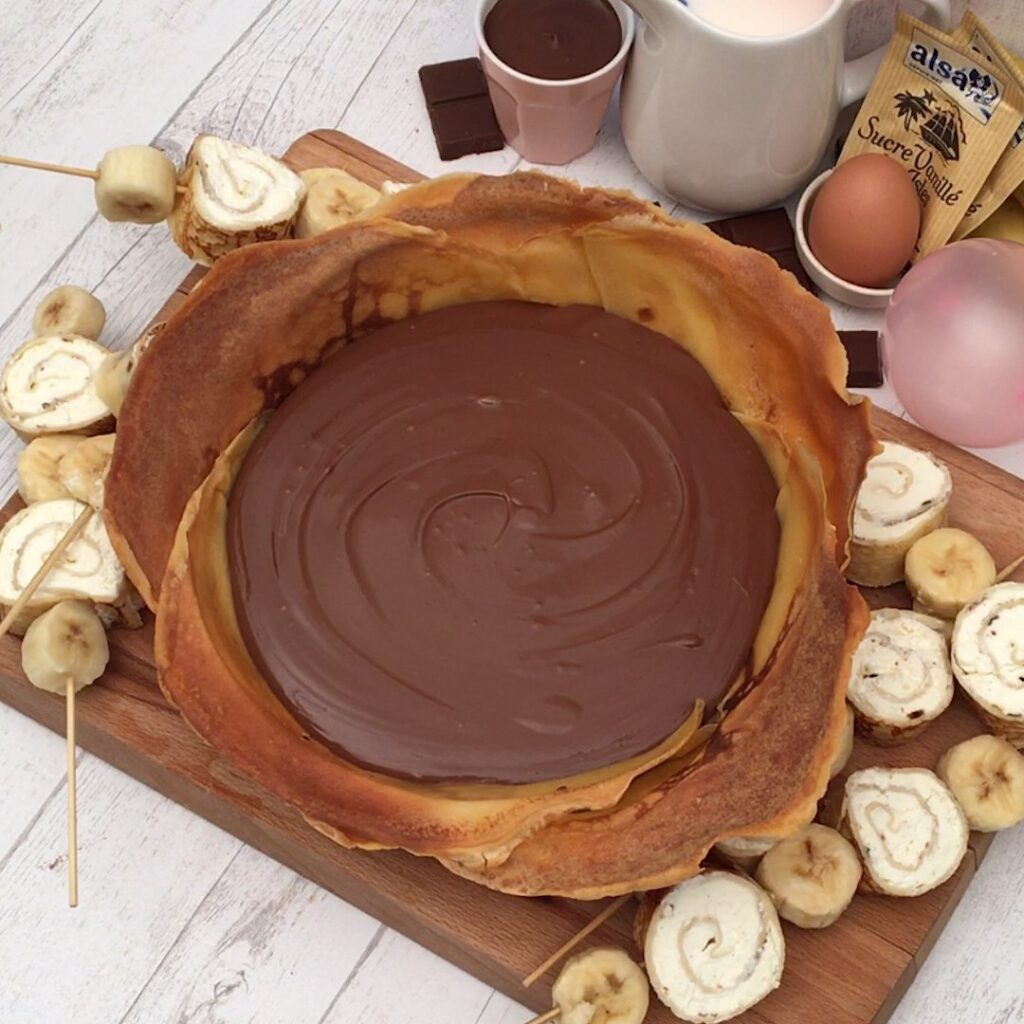 Fondue crêpes chocolat banane