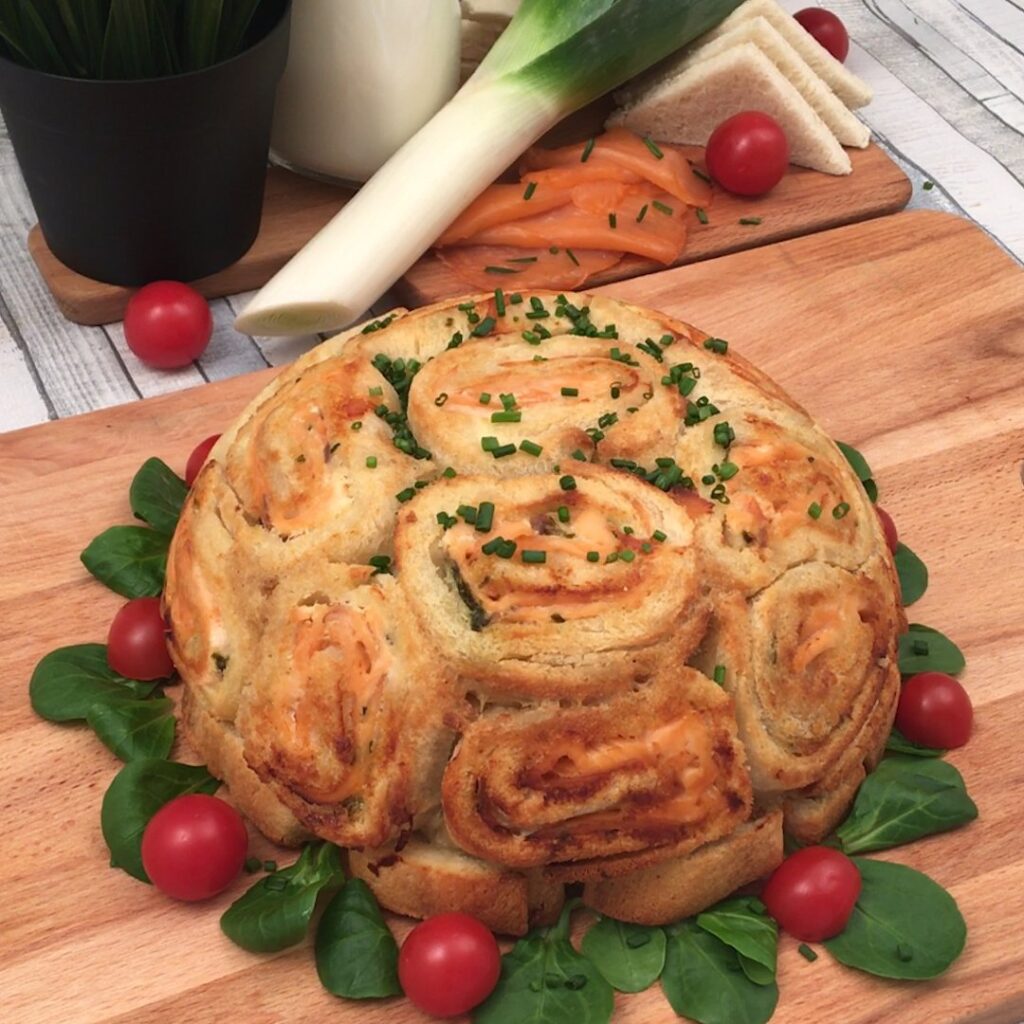 Dôme de pain de mie saumon poireaux
