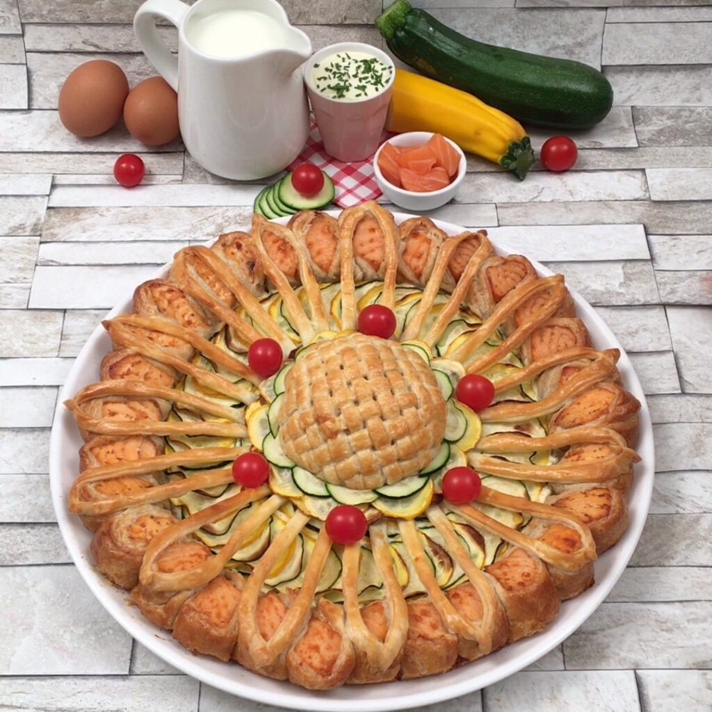 Tarte saumon courgette tressée