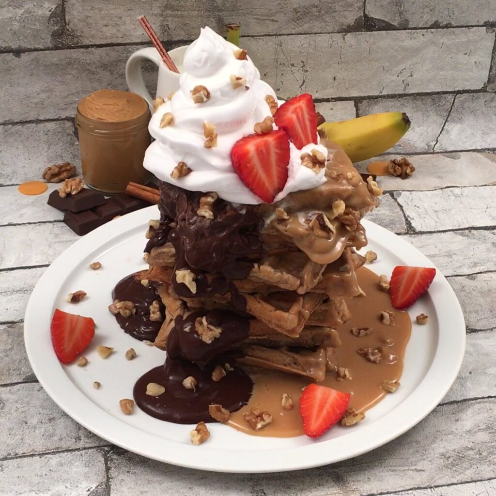 Torre de waffles de plátano!