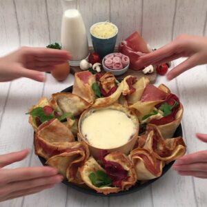Aperitivo di crespelle e formaggio