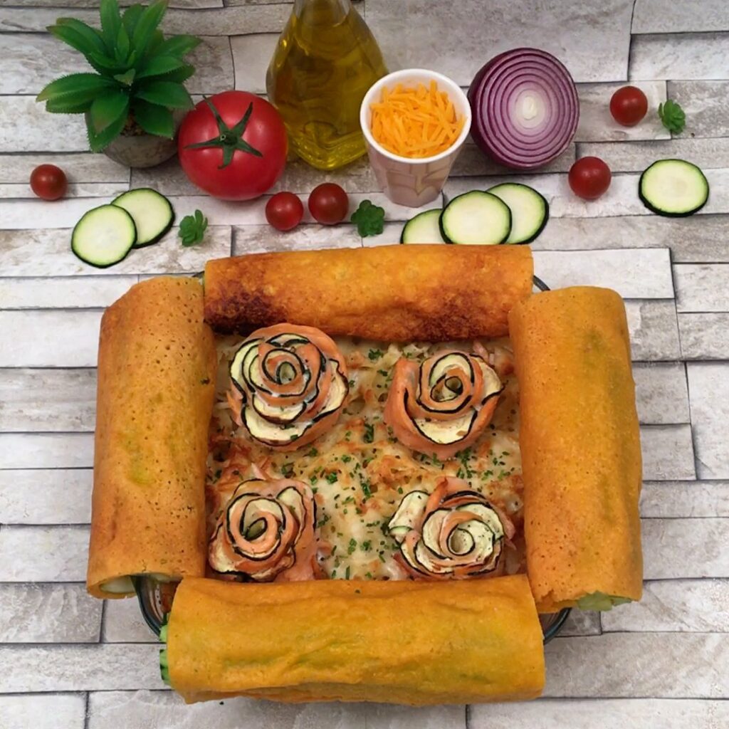 Gratin de pâtes saumon courgette