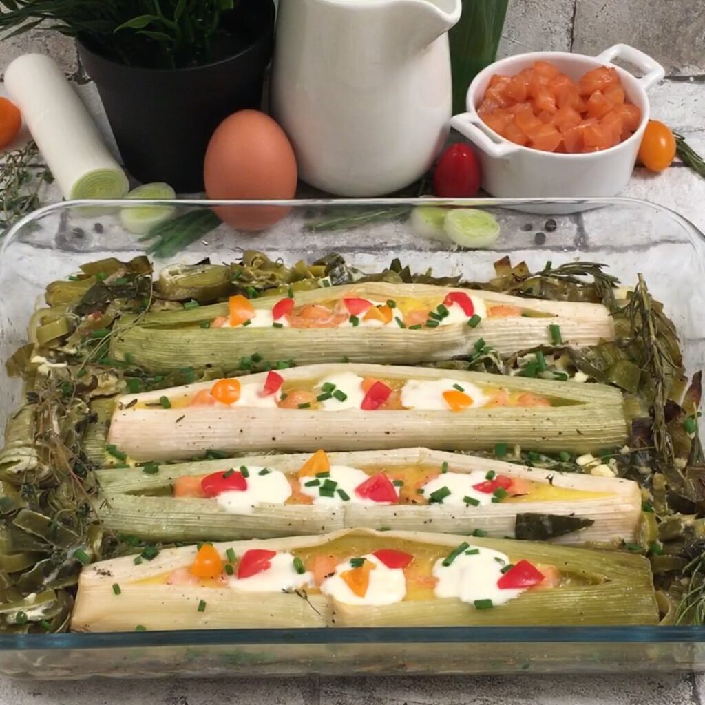 Barquito de poro con salmón!