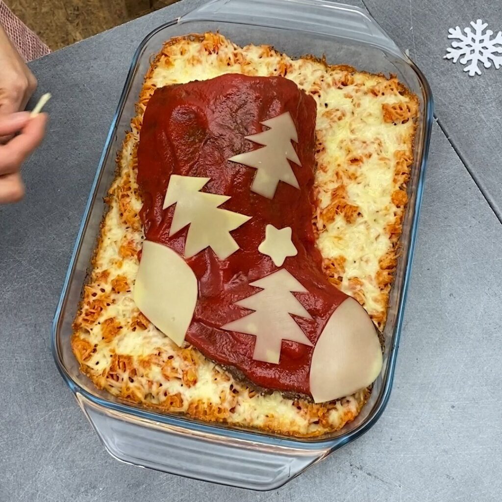 Gratin de pâtes Noël surprise