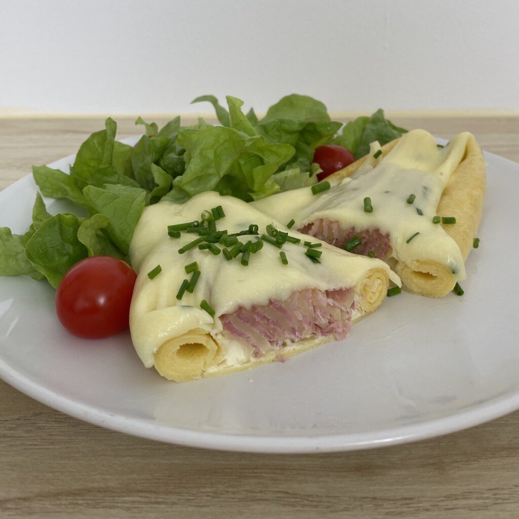 Barquettes de crêpes croque-monsieur