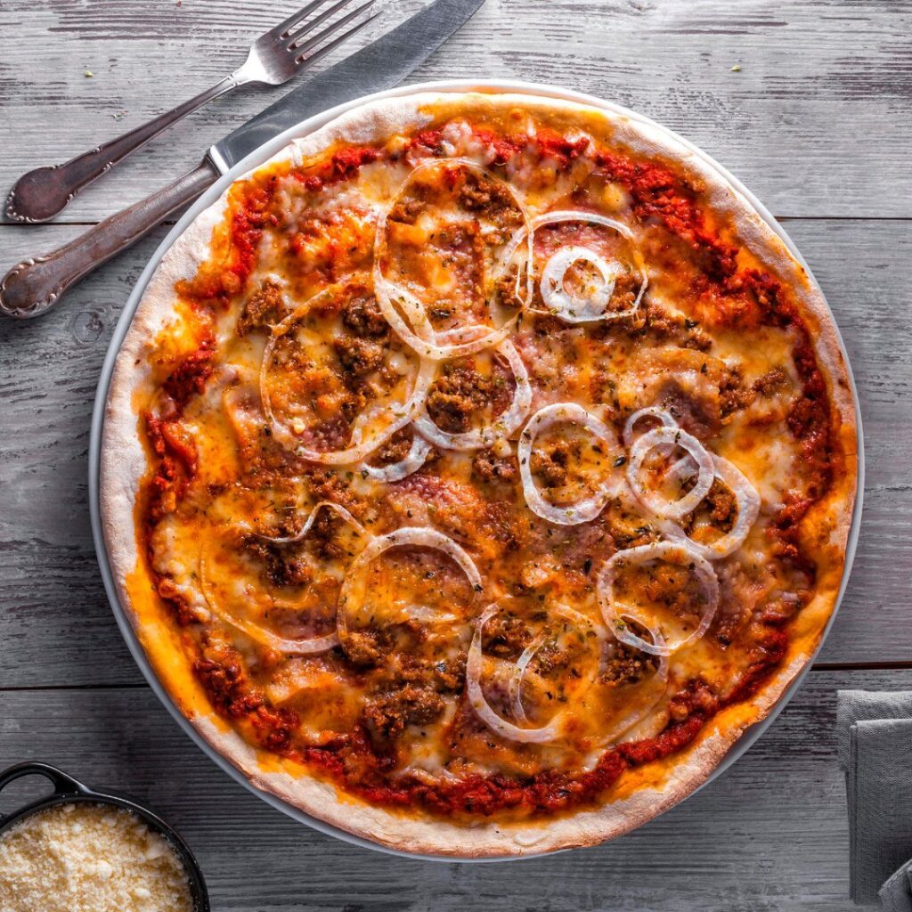 Pizza viande hachée et fromage facile