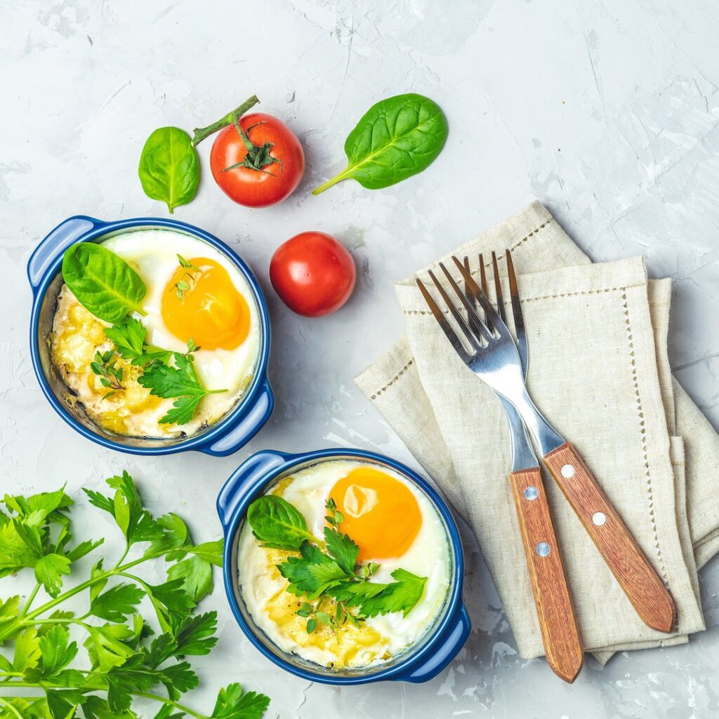 Œuf cocotte au bacon