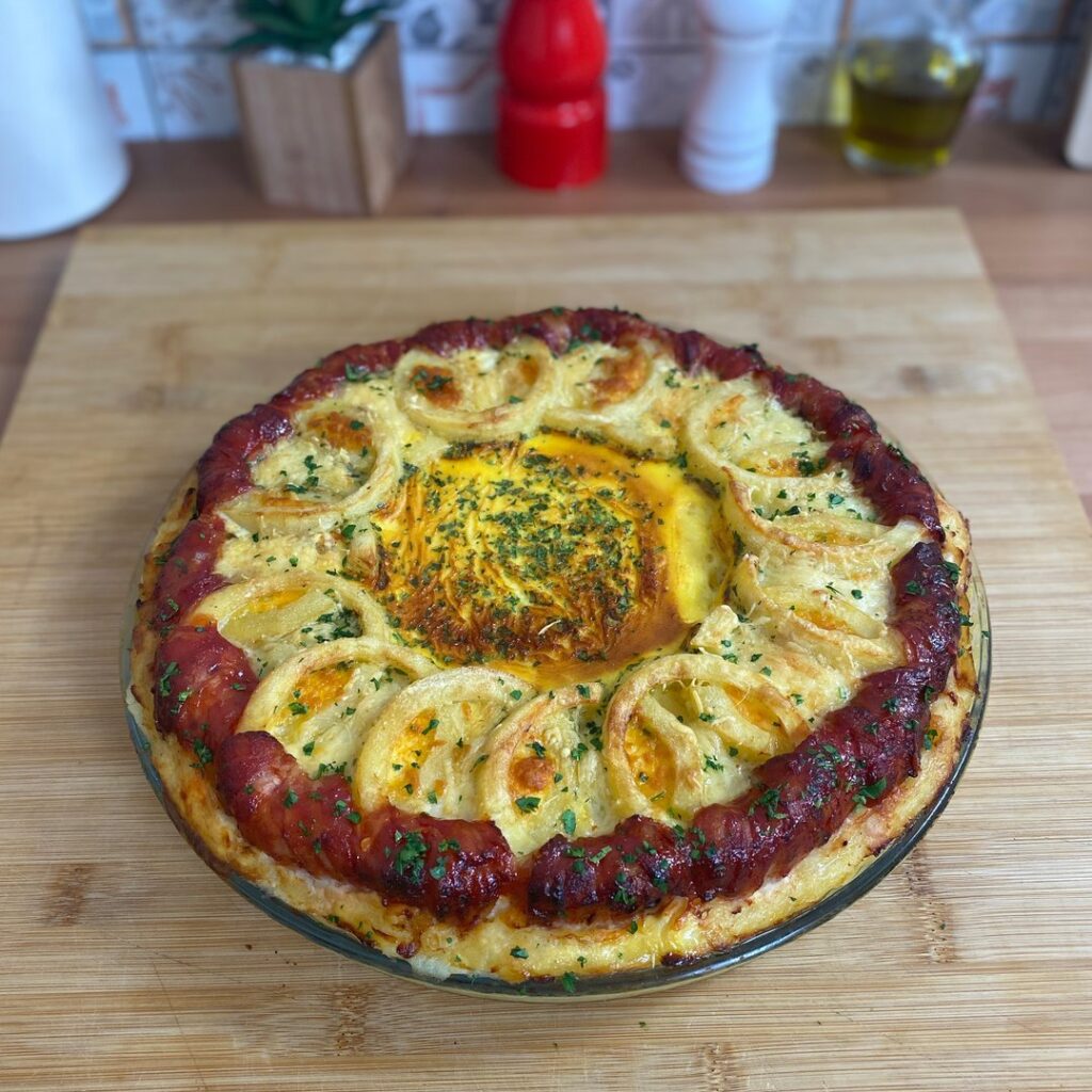 Anéis de batata com bacon