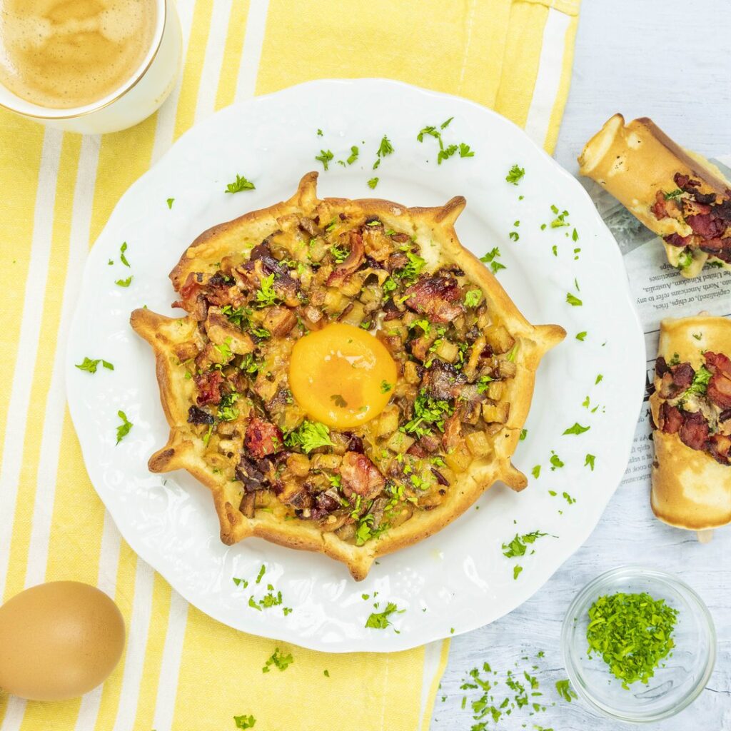 Gefüllte Pancakes mit Bacon!