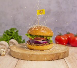 Burger végétarien à l’aubergine