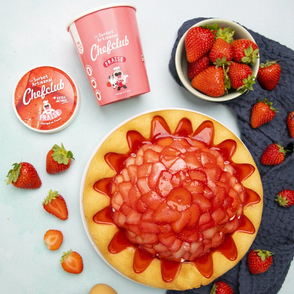 Tarte volcan givré aux fraises