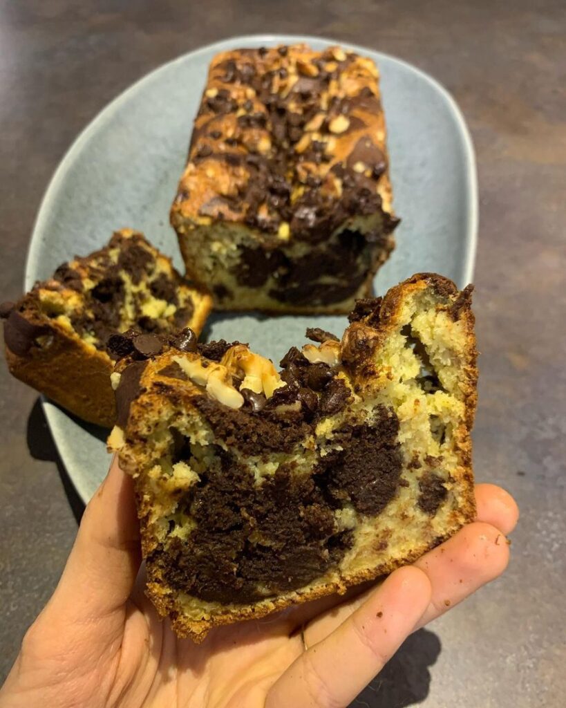 Cake marbré banane-choco