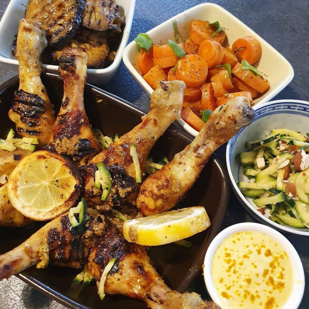 Poulet aubergines confites au citron