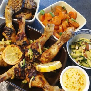 Poulet aubergines confites au citron