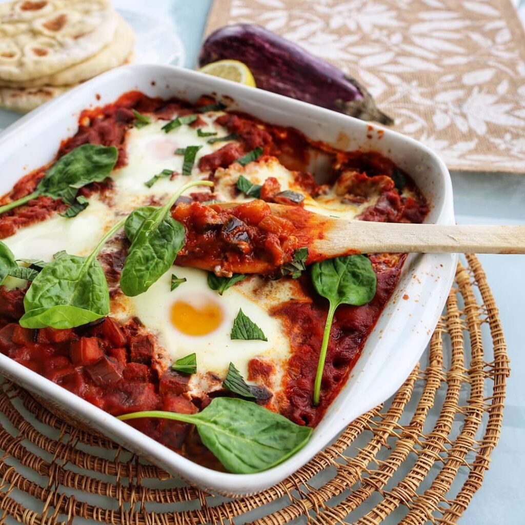 Chakchouka épicé à l&rsquo;aubergine et courgettes
