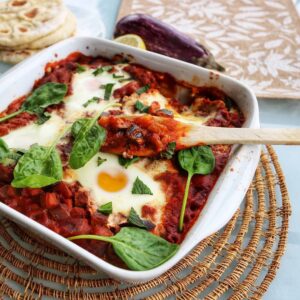 Chakchouka épicé à l&rsquo;aubergine et courgettes
