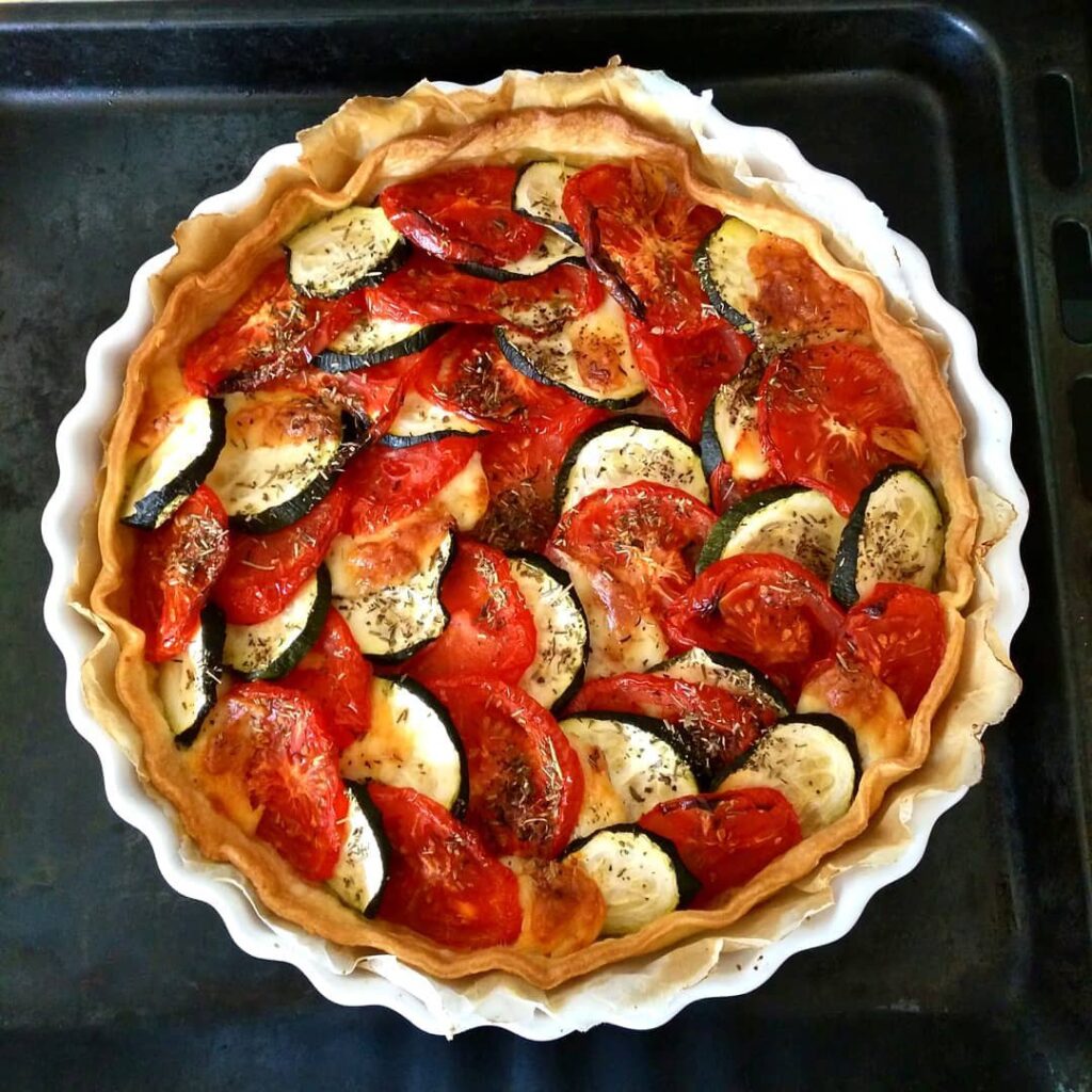 Tarte tomates mozza courgettes express