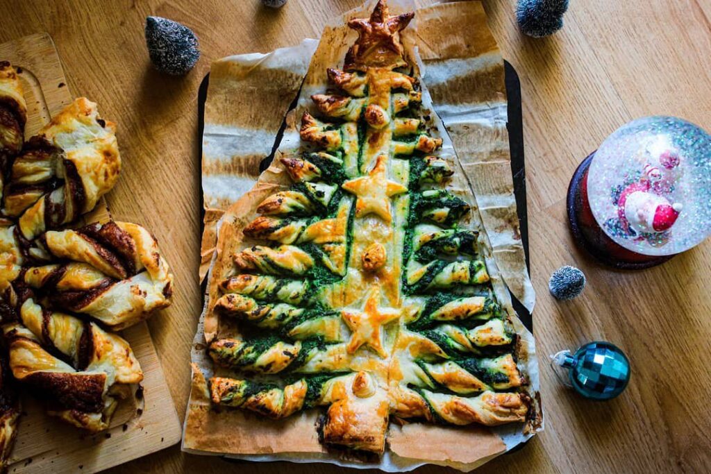Sapin de noël étoilé, épinard ricotta.