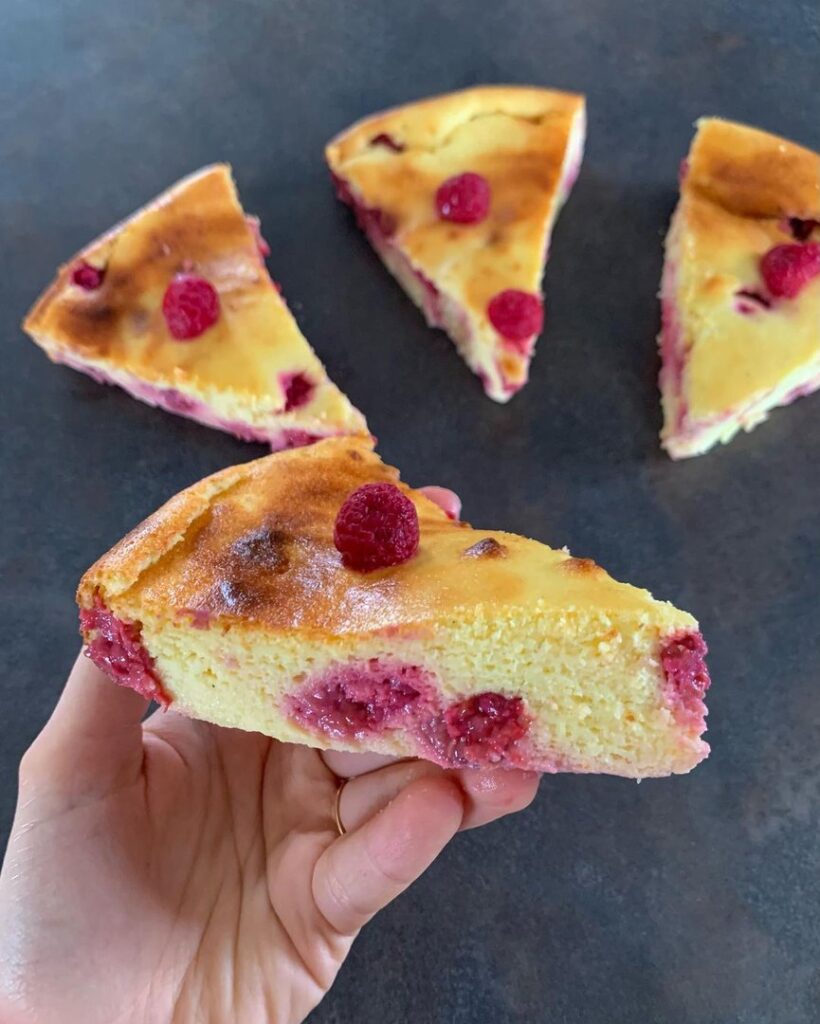 Gateau au fromage blanc, citron-framboises