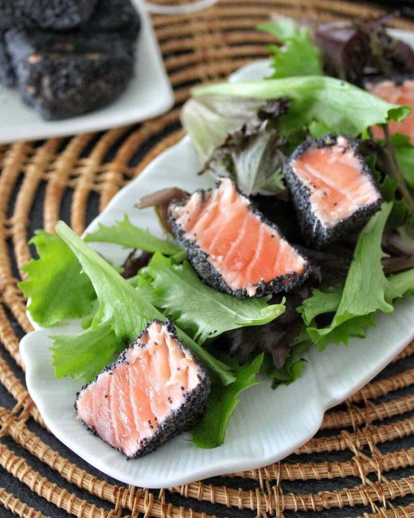 Cube de saumon au pavot