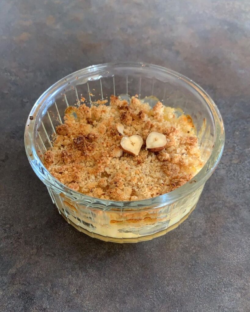 Crumble poires-noisettes sans beurre