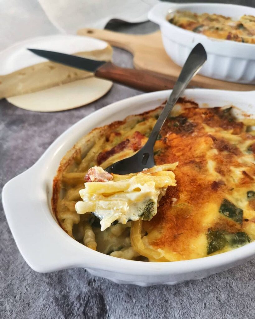 Tartiflette aux poireaux et haricots beurre