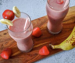Smoothie onctueux banane et fraise