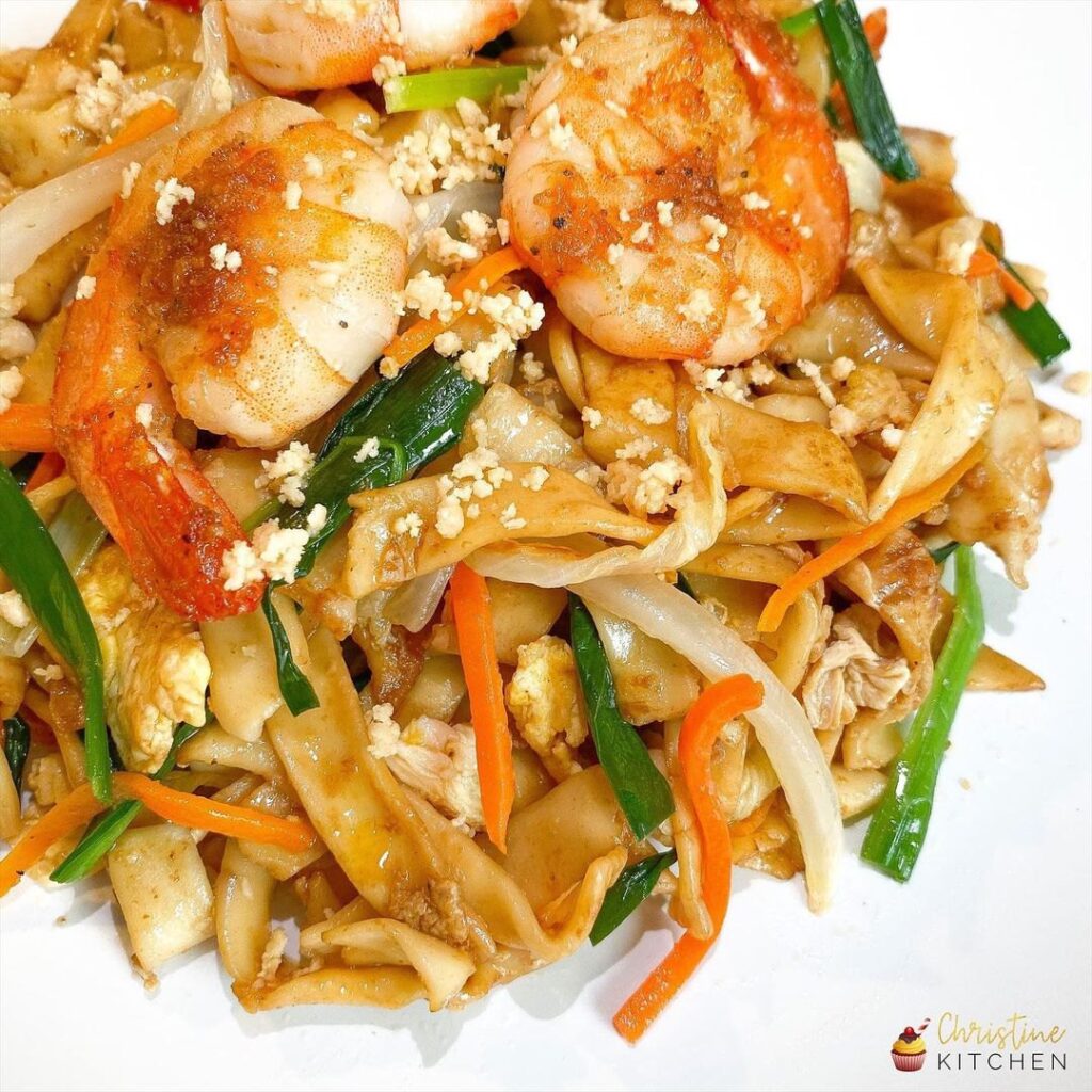 Nouilles sautées légumes et crevettes