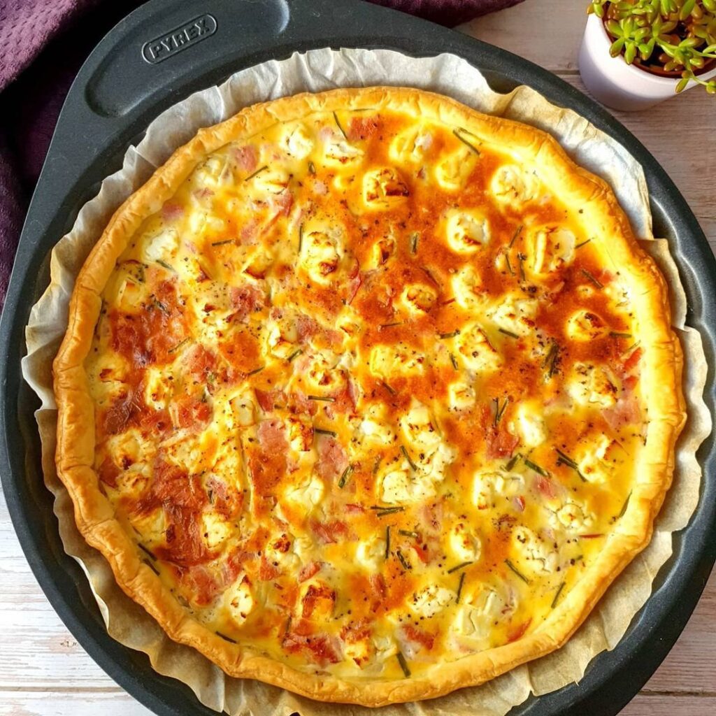 Tarte bacon feta ciboulette