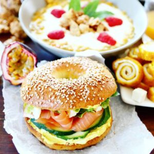 Bagels saumon, courgettes et crème de curry