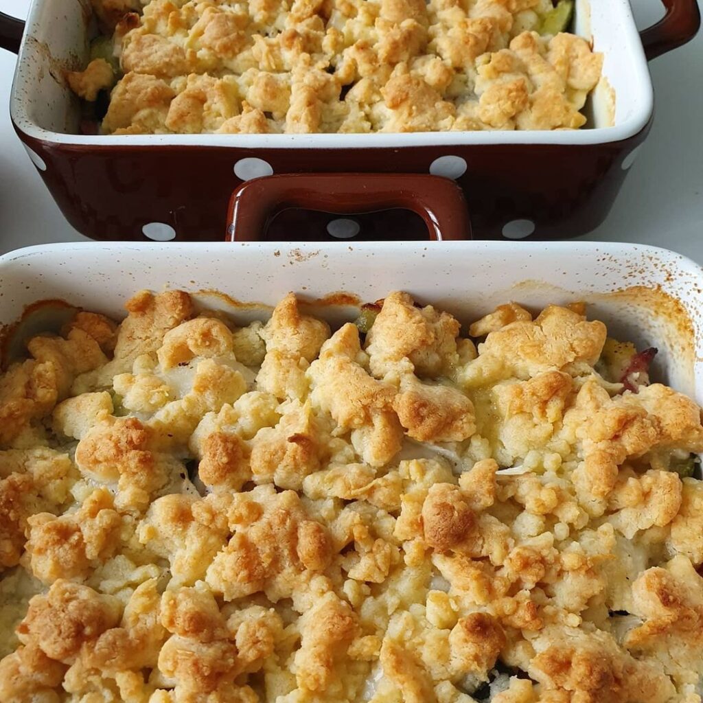 Crumble courgettes, chèvre, et lardons
