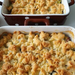 Crumble courgettes, chèvre, et lardons