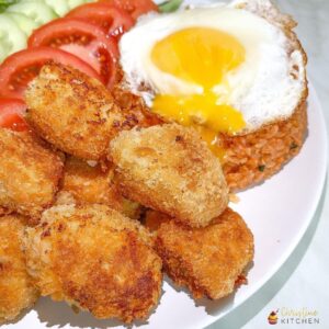 Riz rouge au poulet croustillant