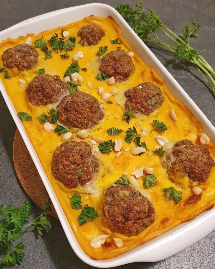 Boulettes de boeuf aux épices douces et sauce potiron lait de coco