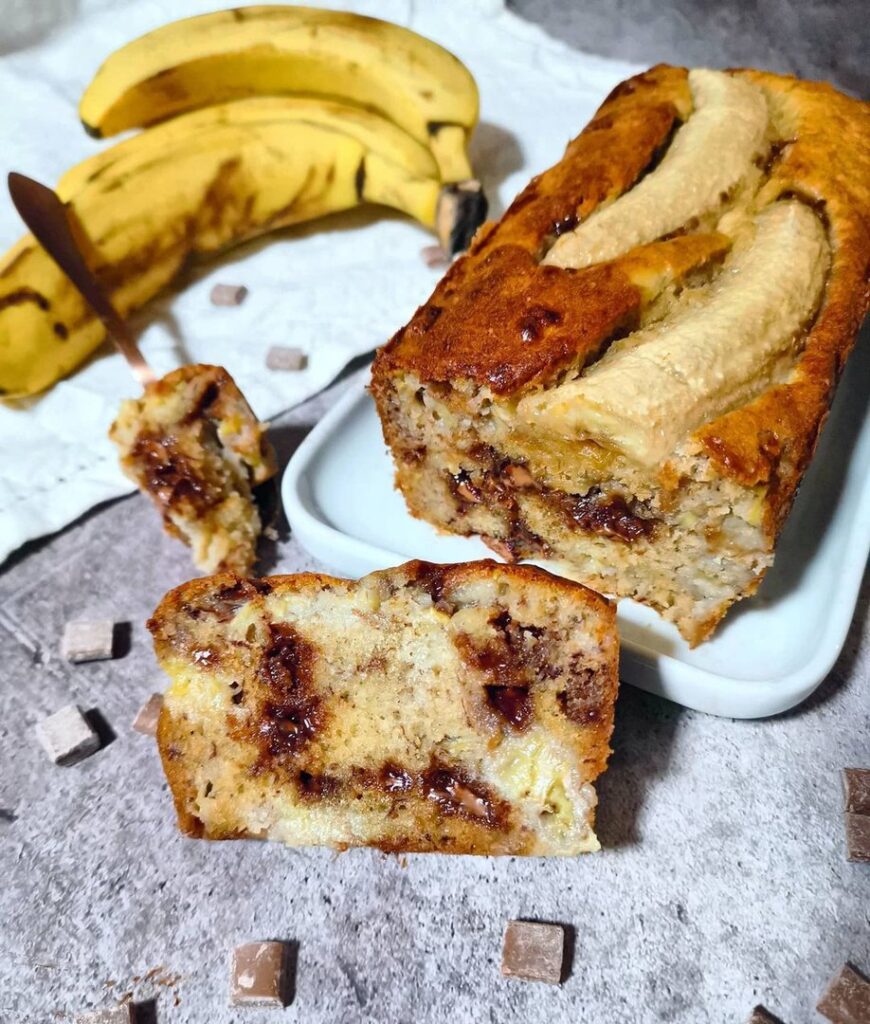 Banana bread fondant chocolat