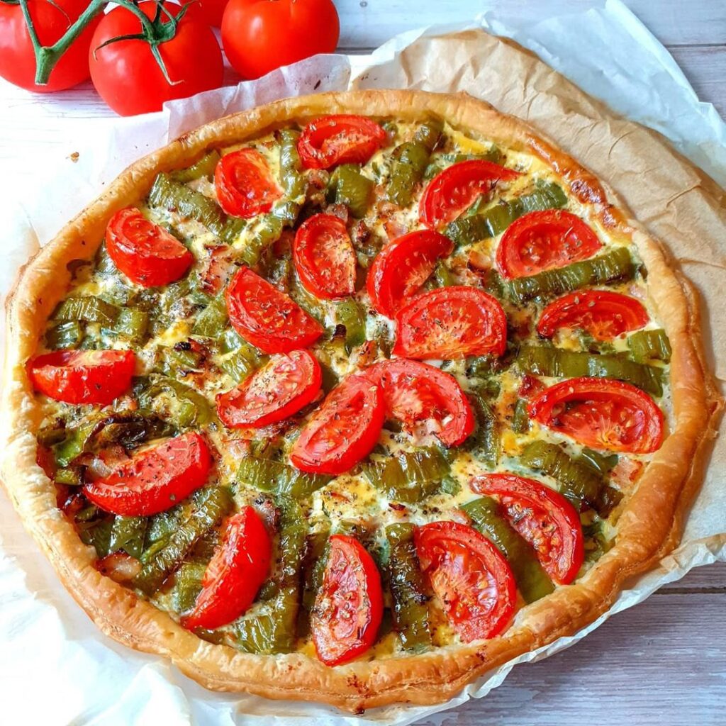 Tarte poivrons bacon tomates
