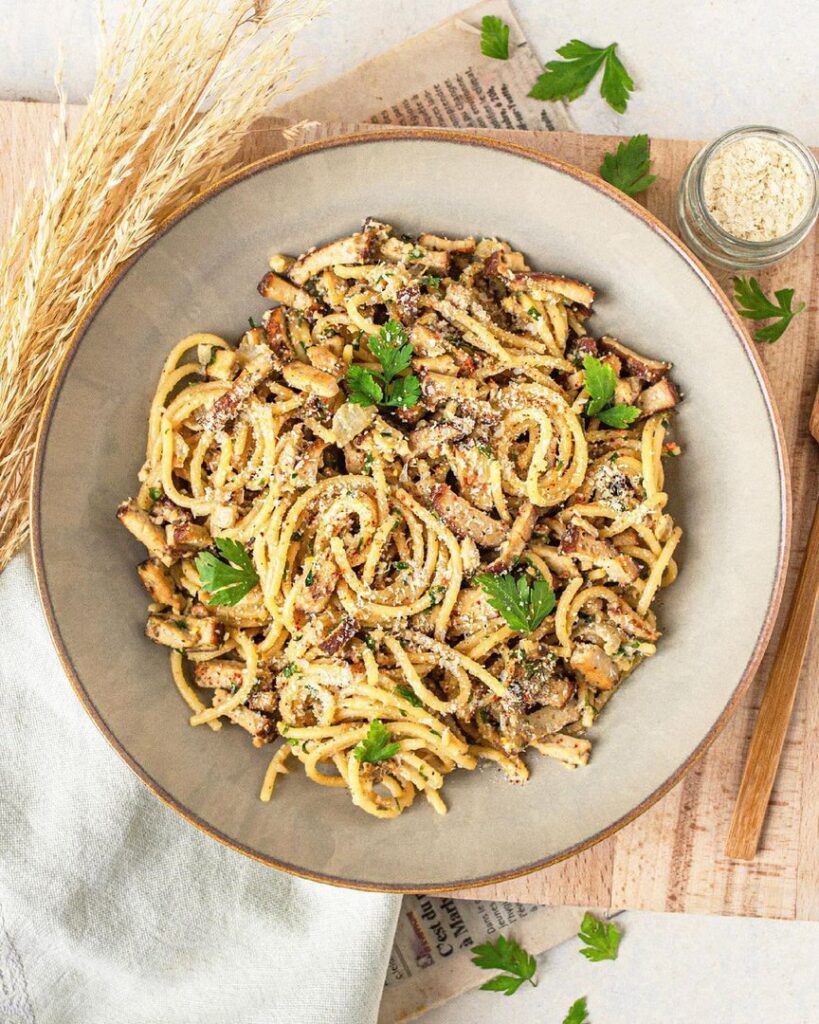 Pâtes carbonara végétarienne
