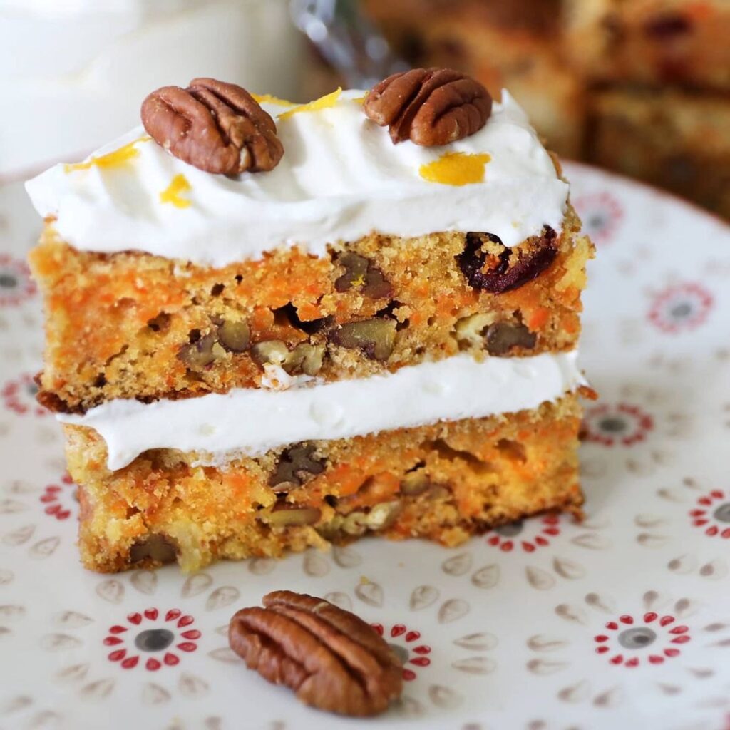 Carrot cake ananas, noix de pécan et cranberry