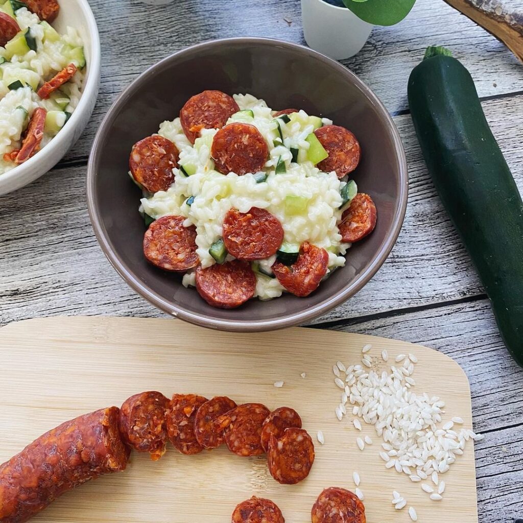 Risotto crémeux courgette chorizo
