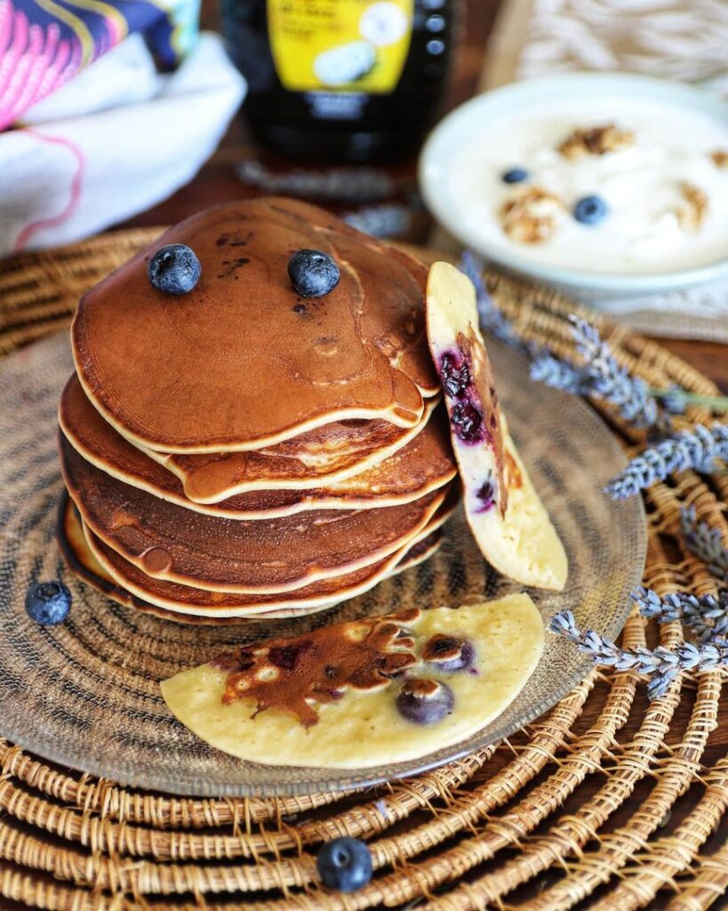 Pancakes au fromage blanc et aux myrtilles