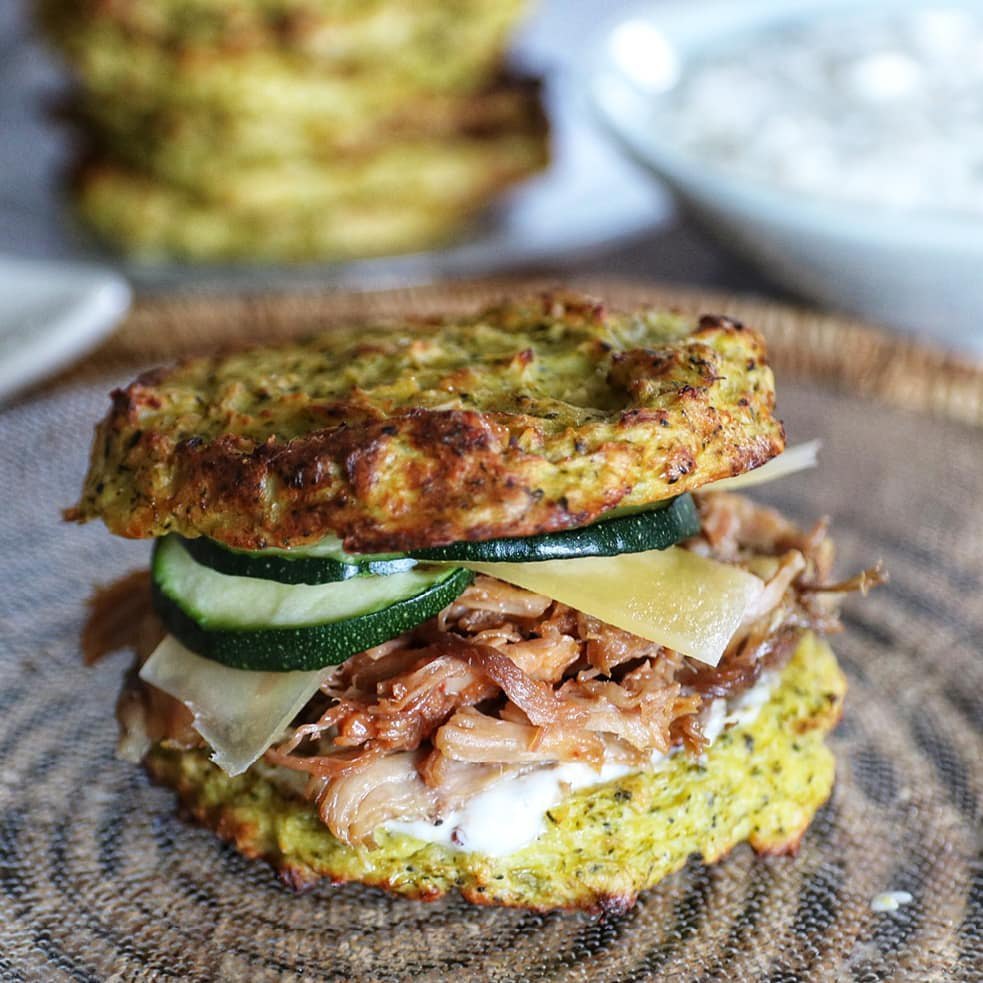 Galettes de brocolis et pommes de terre que j&rsquo;ai utilisé à la place d&rsquo;un pain burger