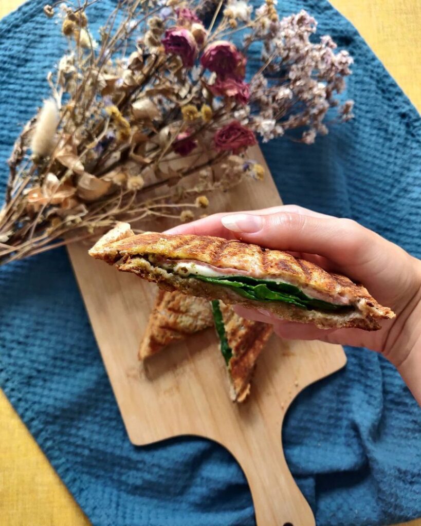 Croque monsieur mozza pesto épinard