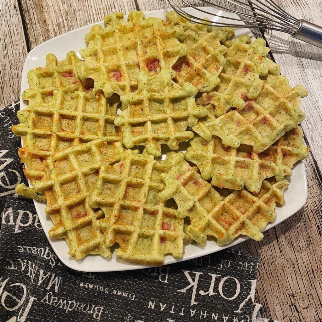 Gaufre brocolis jambon et comté