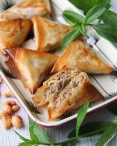 Samoussa au porc et poireau au four