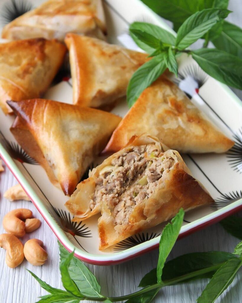Samoussa au porc et poireau au four