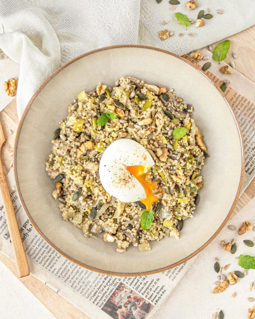 Risotto de quinoa, poireaux et champignons