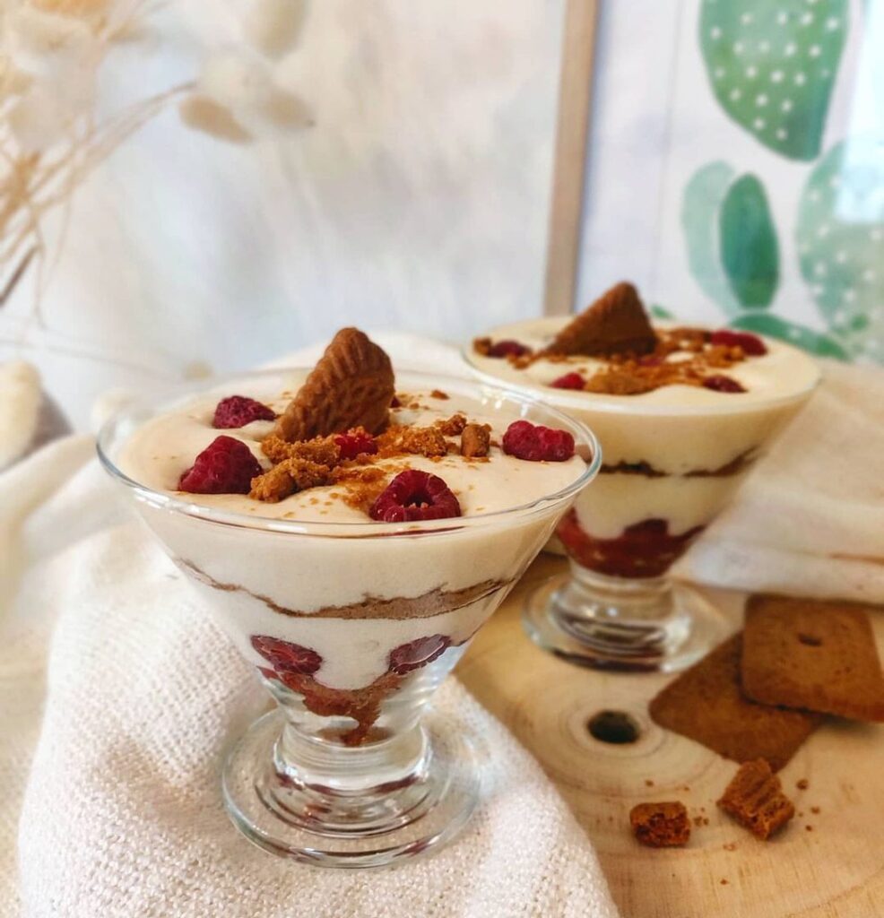 Tiramisu allégé Spéculoos et framboises