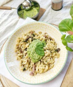 Coquillettes facon risotto et pesto maison